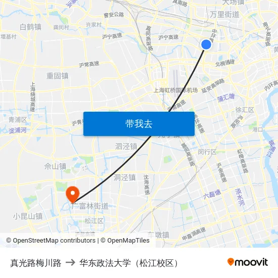 真光路梅川路 to 华东政法大学（松江校区） map