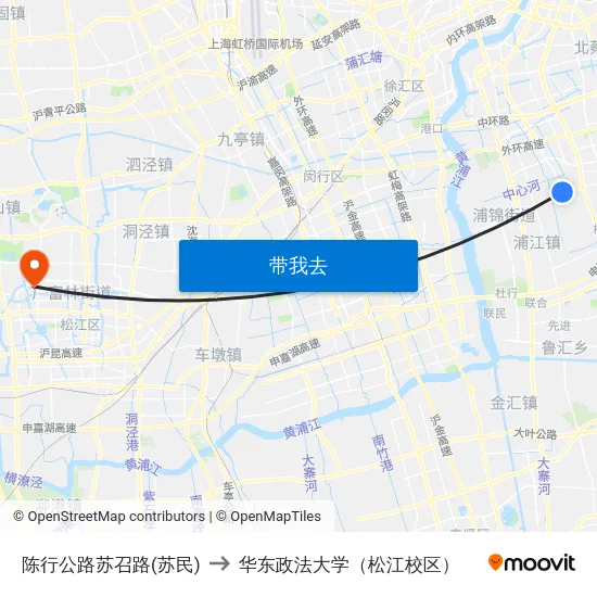 陈行公路苏召路(苏民) to 华东政法大学（松江校区） map