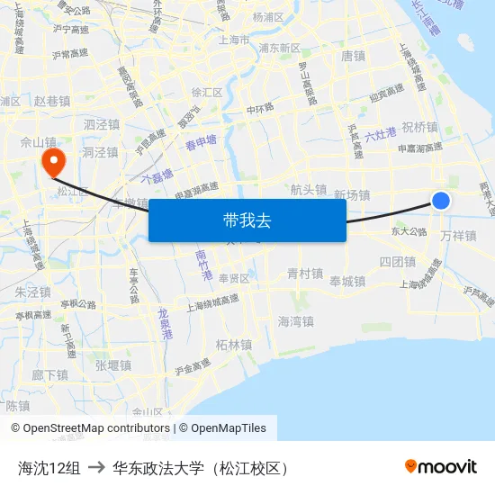 海沈12组 to 华东政法大学（松江校区） map