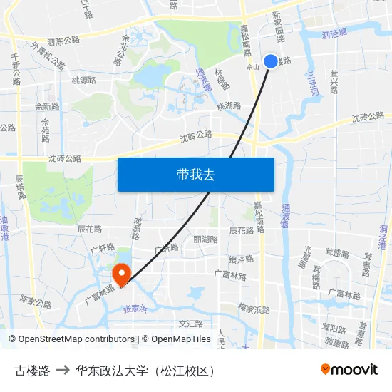 古楼路 to 华东政法大学（松江校区） map