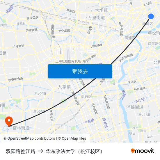 双阳路控江路 to 华东政法大学（松江校区） map