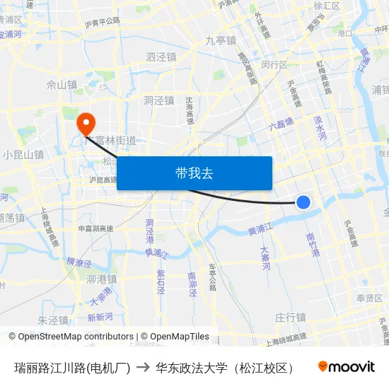 瑞丽路江川路(电机厂) to 华东政法大学（松江校区） map