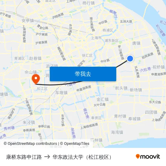 康桥东路申江路 to 华东政法大学（松江校区） map