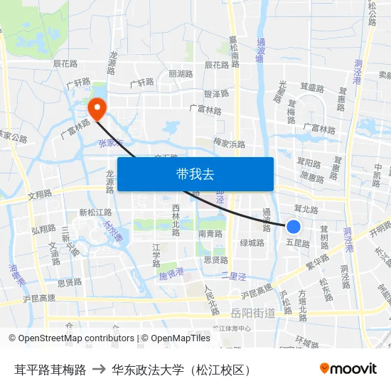 茸平路茸梅路 to 华东政法大学（松江校区） map