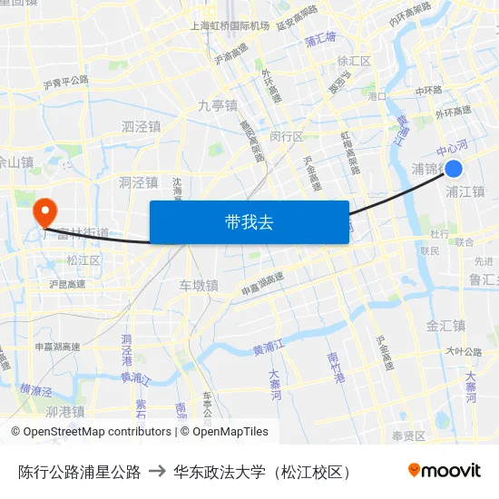 陈行公路浦星公路 to 华东政法大学（松江校区） map