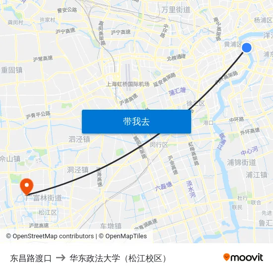 东昌路渡口 to 华东政法大学（松江校区） map