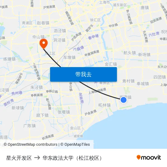 星火开发区 to 华东政法大学（松江校区） map