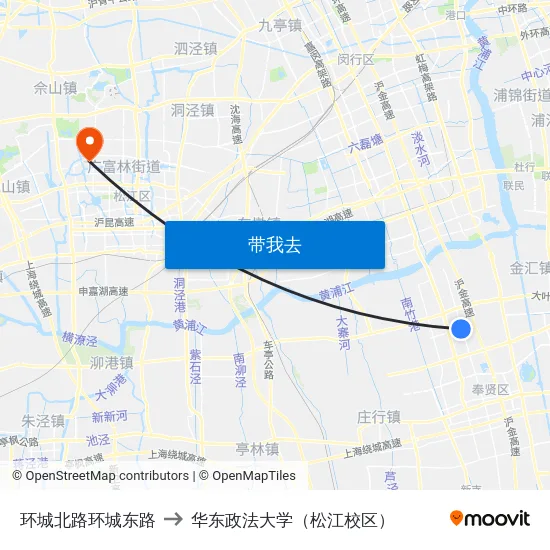 环城北路环城东路 to 华东政法大学（松江校区） map