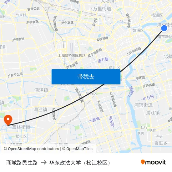 商城路民生路 to 华东政法大学（松江校区） map