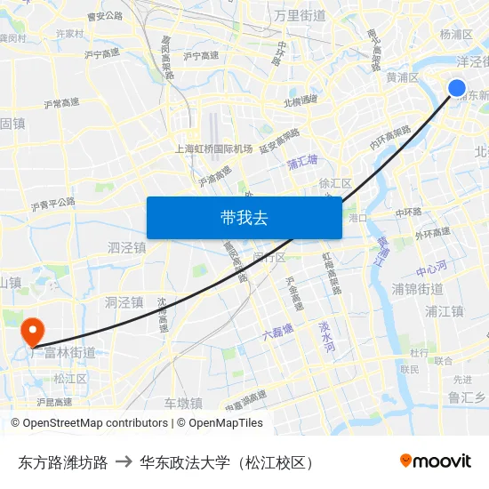 东方路潍坊路 to 华东政法大学（松江校区） map