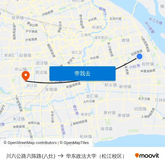川六公路六陈路(八灶) to 华东政法大学（松江校区） map