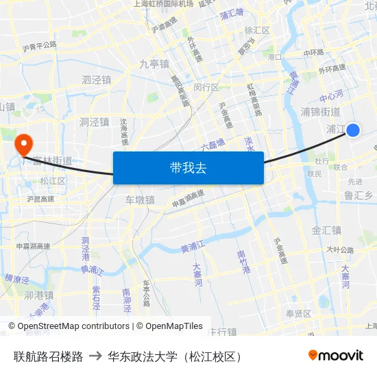 联航路召楼路 to 华东政法大学（松江校区） map