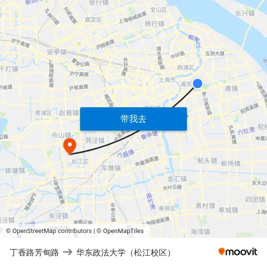 丁香路芳甸路 to 华东政法大学（松江校区） map