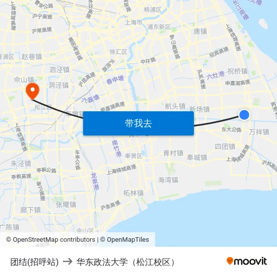 团结(招呼站) to 华东政法大学（松江校区） map