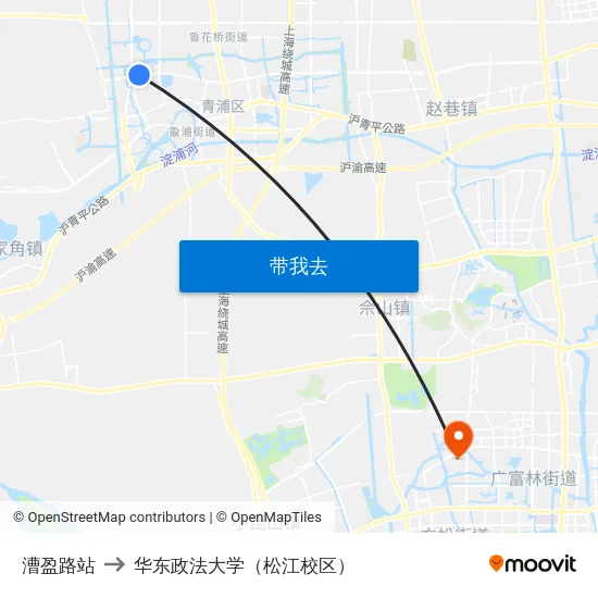 漕盈路站 to 华东政法大学（松江校区） map
