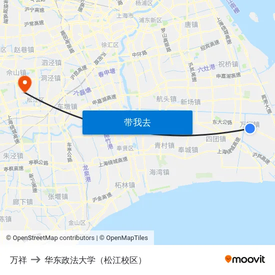 万祥 to 华东政法大学（松江校区） map
