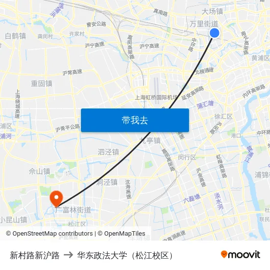 新村路新沪路 to 华东政法大学（松江校区） map