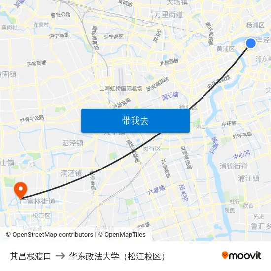 其昌栈渡口 to 华东政法大学（松江校区） map