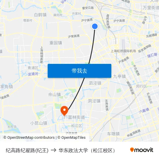 纪高路纪翟路(纪王) to 华东政法大学（松江校区） map
