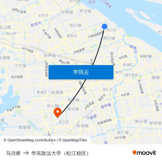 马泾桥 to 华东政法大学（松江校区） map