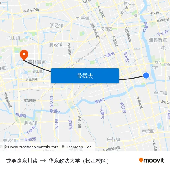 龙吴路东川路 to 华东政法大学（松江校区） map