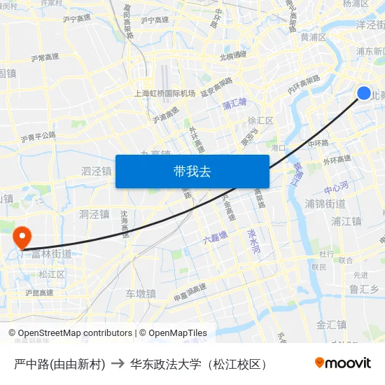 严中路(由由新村) to 华东政法大学（松江校区） map