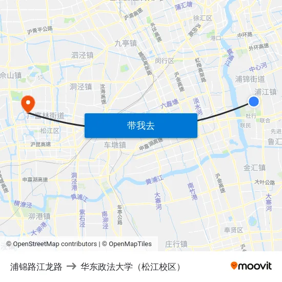 浦锦路江龙路 to 华东政法大学（松江校区） map