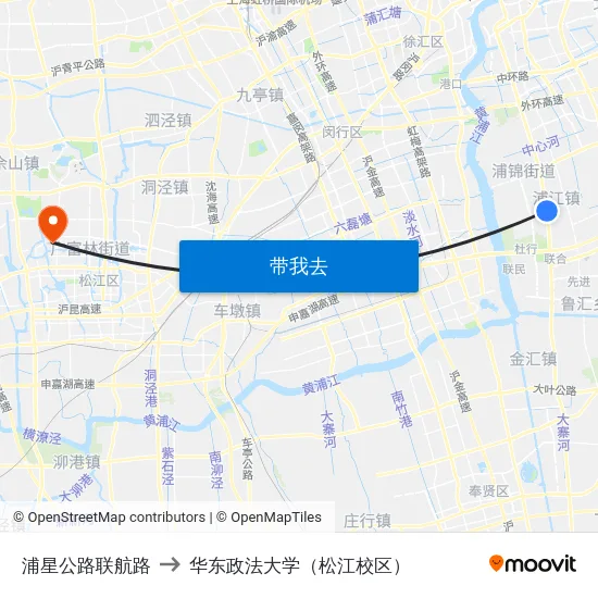 浦星公路联航路 to 华东政法大学（松江校区） map