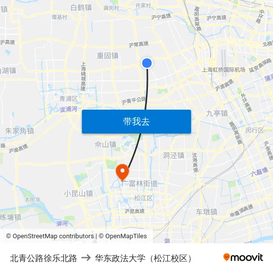 北青公路徐乐北路 to 华东政法大学（松江校区） map