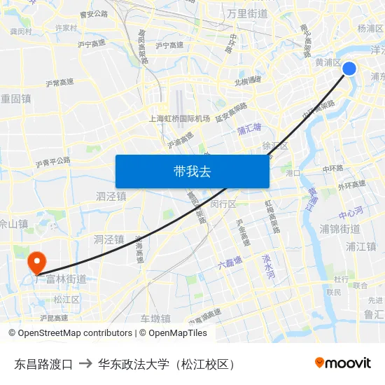 东昌路渡口 to 华东政法大学（松江校区） map
