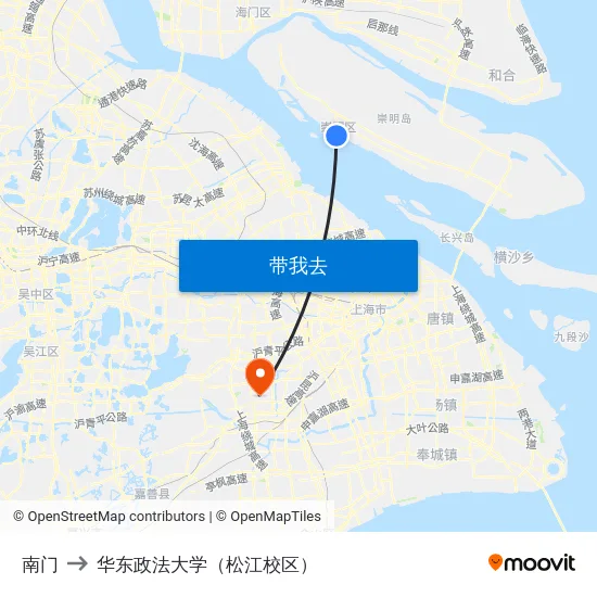南门 to 华东政法大学（松江校区） map
