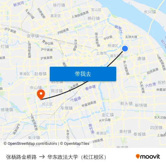 张杨路金桥路 to 华东政法大学（松江校区） map
