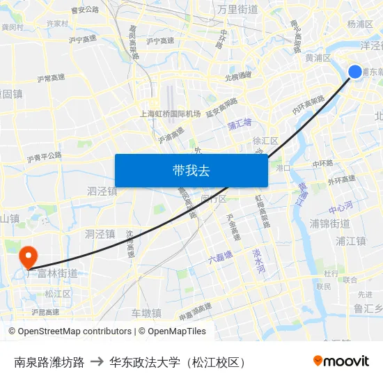 南泉路潍坊路 to 华东政法大学（松江校区） map