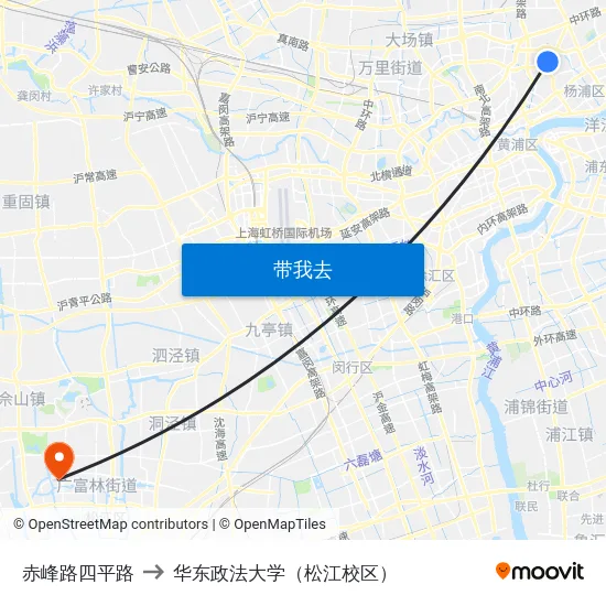 赤峰路四平路 to 华东政法大学（松江校区） map