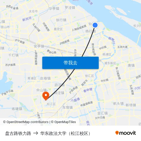 盘古路铁力路 to 华东政法大学（松江校区） map