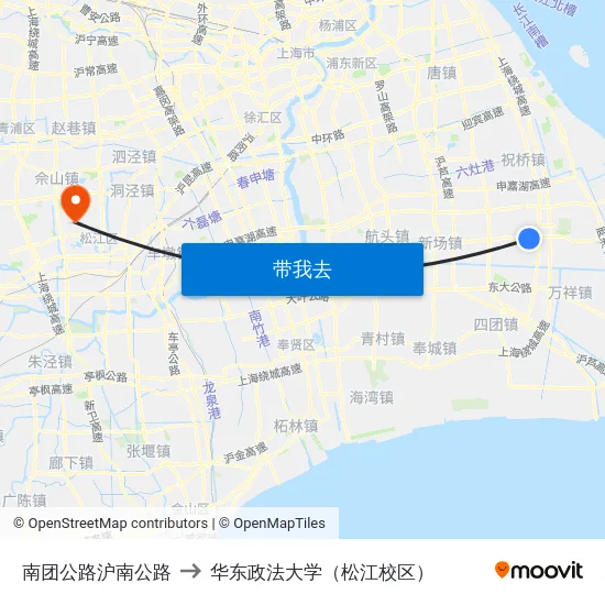 南团公路沪南公路 to 华东政法大学（松江校区） map