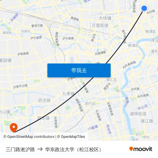 三门路淞沪路 to 华东政法大学（松江校区） map