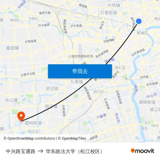 中兴路宝通路 to 华东政法大学（松江校区） map