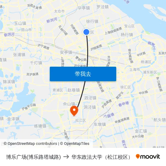 博乐广场(博乐路塔城路) to 华东政法大学（松江校区） map
