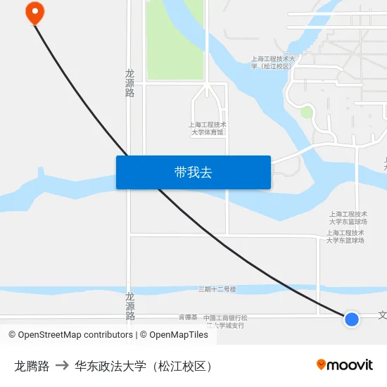 龙腾路 to 华东政法大学（松江校区） map