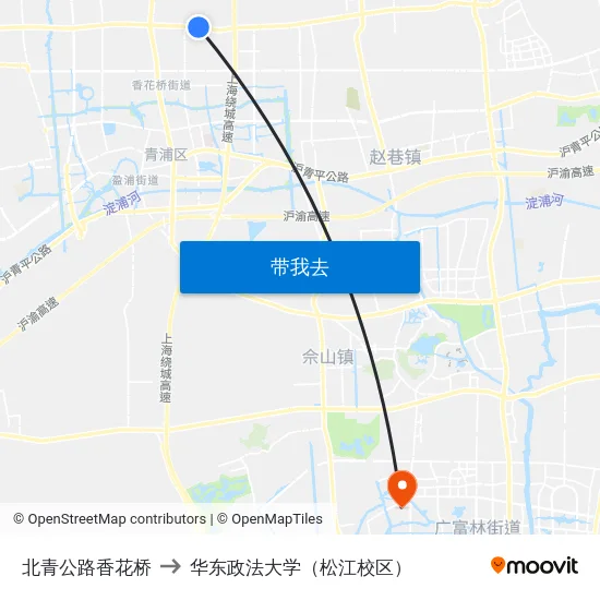 北青公路香花桥 to 华东政法大学（松江校区） map