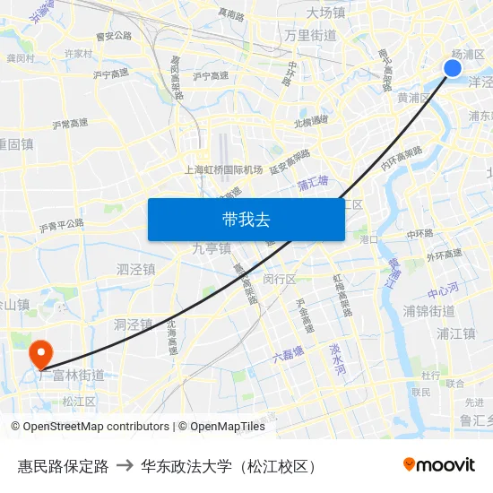 惠民路保定路 to 华东政法大学（松江校区） map