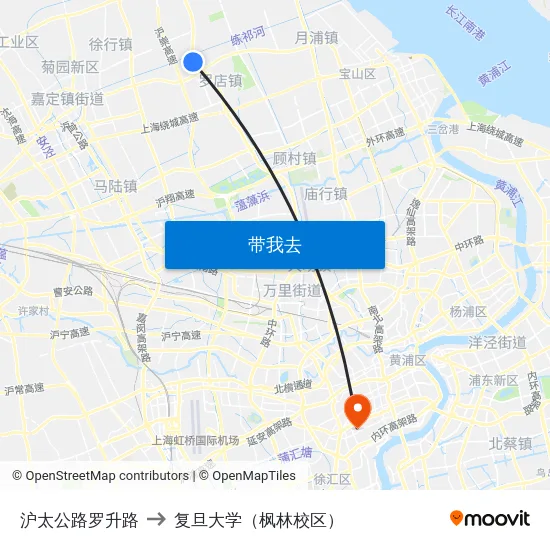 沪太公路罗升路 to 复旦大学（枫林校区） map