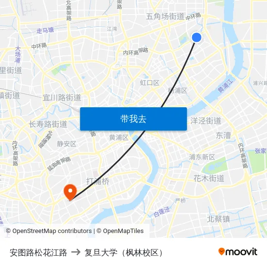 安图路松花江路 to 复旦大学（枫林校区） map