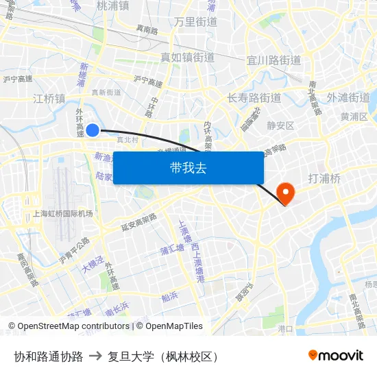 协和路通协路 to 复旦大学（枫林校区） map