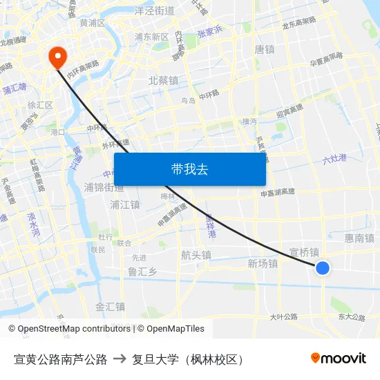 宣黄公路南芦公路 to 复旦大学（枫林校区） map