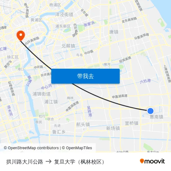 拱川路大川公路 to 复旦大学（枫林校区） map