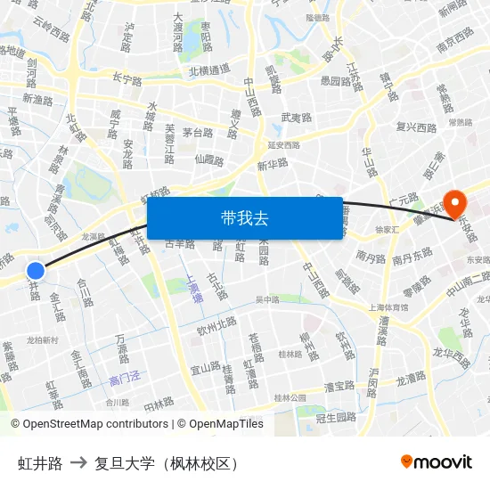 虹井路 to 复旦大学（枫林校区） map