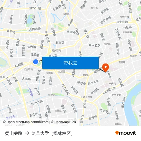 娄山关路 to 复旦大学（枫林校区） map
