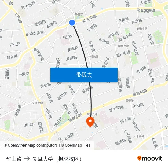 华山路 to 复旦大学（枫林校区） map